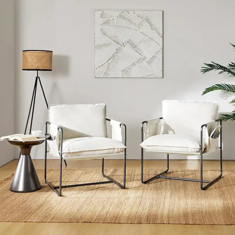 Fauteuil moderne en métal Rebeca avec poches de rangement (lot de 2) par HULALA HOME