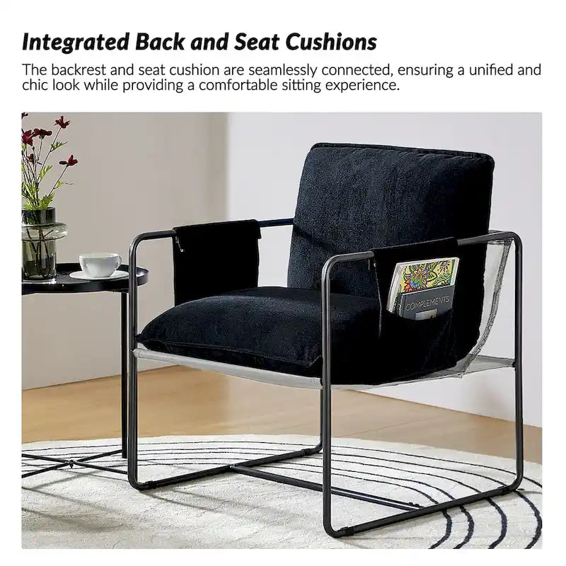 Fauteuil moderne en métal Rebeca avec poches de rangement (lot de 2) par HULALA HOME