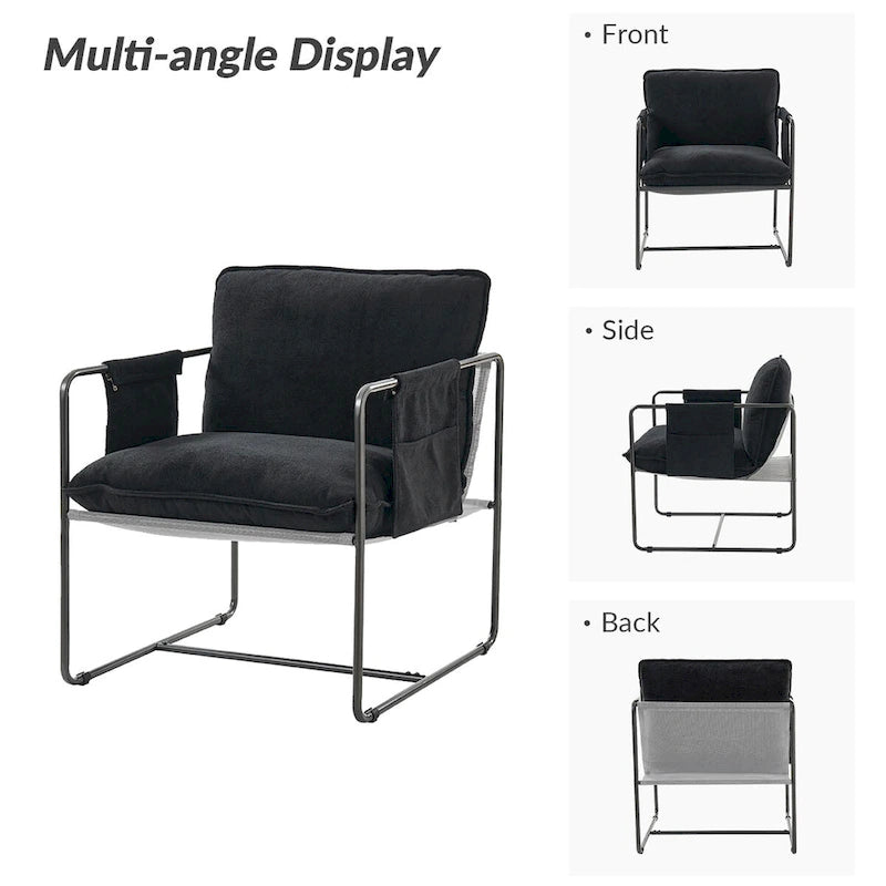 Fauteuil moderne en métal Rebeca avec poches de rangement (lot de 2) par HULALA HOME