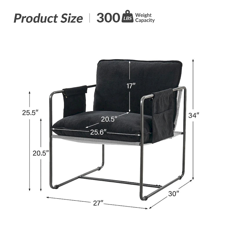 Fauteuil moderne en métal Rebeca avec poches de rangement (lot de 2) par HULALA HOME