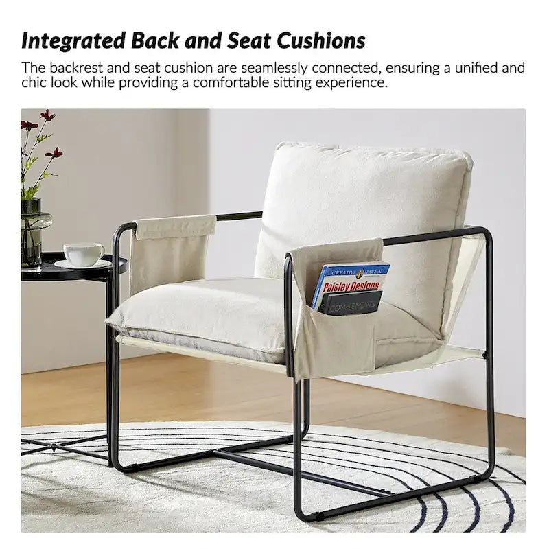 Fauteuil moderne en métal Rebeca avec poches de rangement (lot de 2) par HULALA HOME