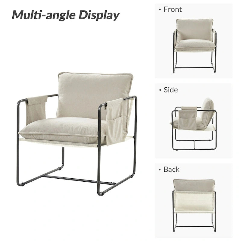Fauteuil moderne en métal Rebeca avec poches de rangement (lot de 2) par HULALA HOME