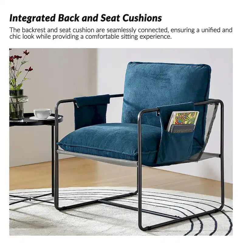 Fauteuil moderne en métal Rebeca avec poches de rangement (lot de 2) par HULALA HOME