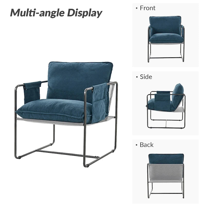 Fauteuil moderne en métal Rebeca avec poches de rangement (lot de 2) par HULALA HOME