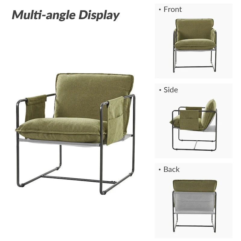Fauteuil moderne en métal Rebeca avec poches de rangement (lot de 2) par HULALA HOME