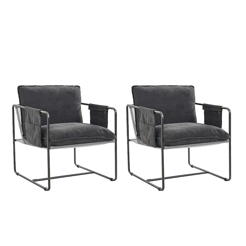 Fauteuil moderne en métal Rebeca avec poches de rangement (lot de 2) par HULALA HOME