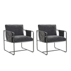 Fauteuil moderne en métal Rebeca avec poches de rangement (lot de 2) par HULALA HOME