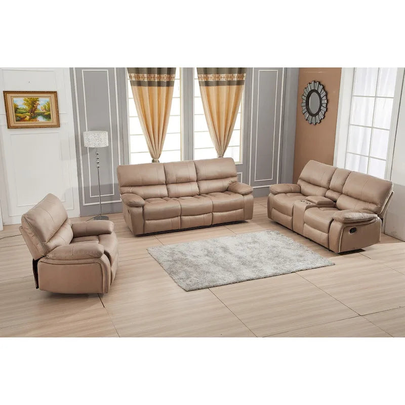 Ensemble de salon inclinable Betsy Furniture 3 pièces en microfibre, canapé, causeuse et fauteuil