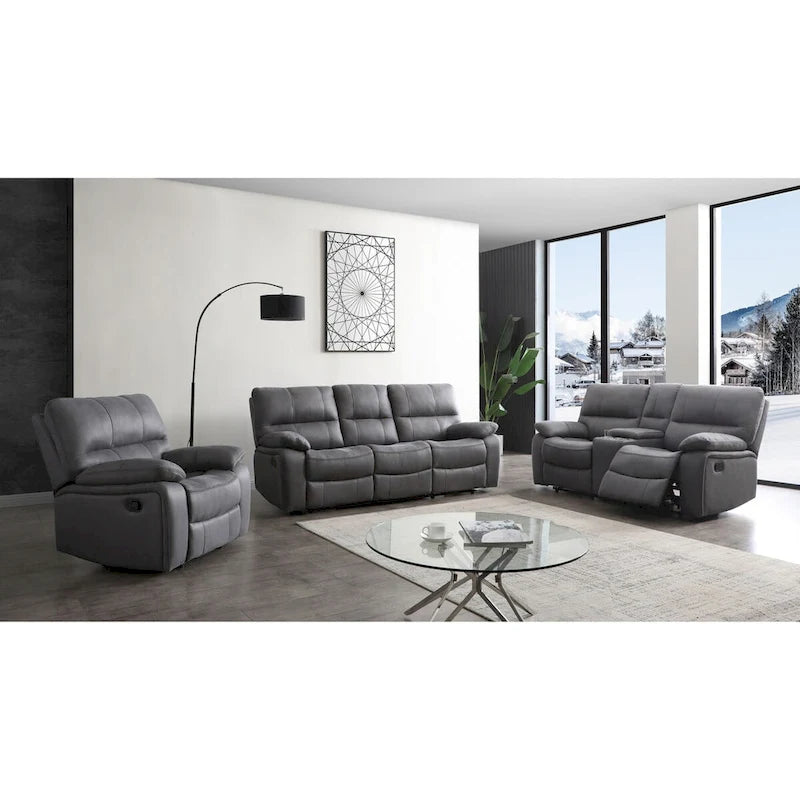 Ensemble de salon inclinable Betsy Furniture 3 pièces en microfibre, canapé, causeuse et fauteuil