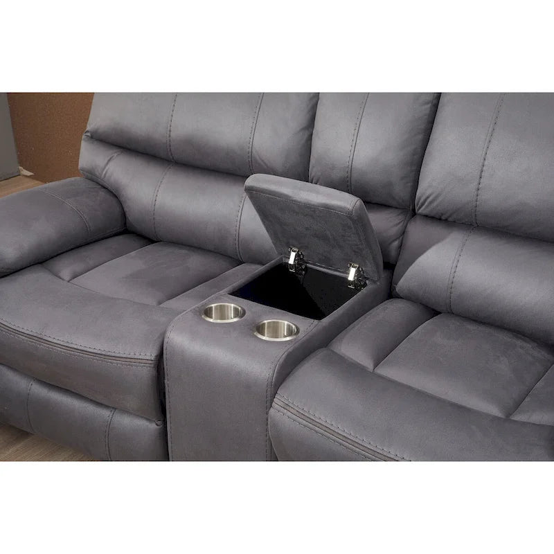 Ensemble de salon inclinable Betsy Furniture 3 pièces en microfibre, canapé, causeuse et fauteuil