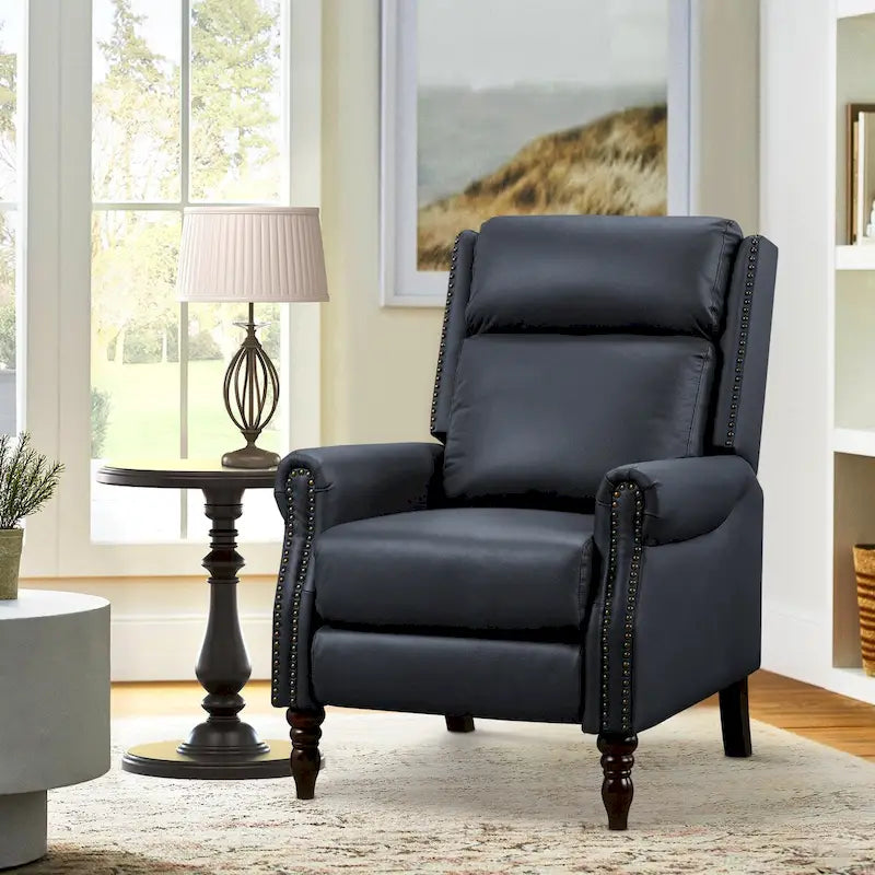 Fauteuil inclinable COZYMAN en cuir véritable, réglable et manuel, avec accoudoirs confortables pour salon