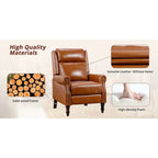 Fauteuil inclinable COZYMAN en cuir véritable, réglable et manuel, avec accoudoirs confortables pour salon