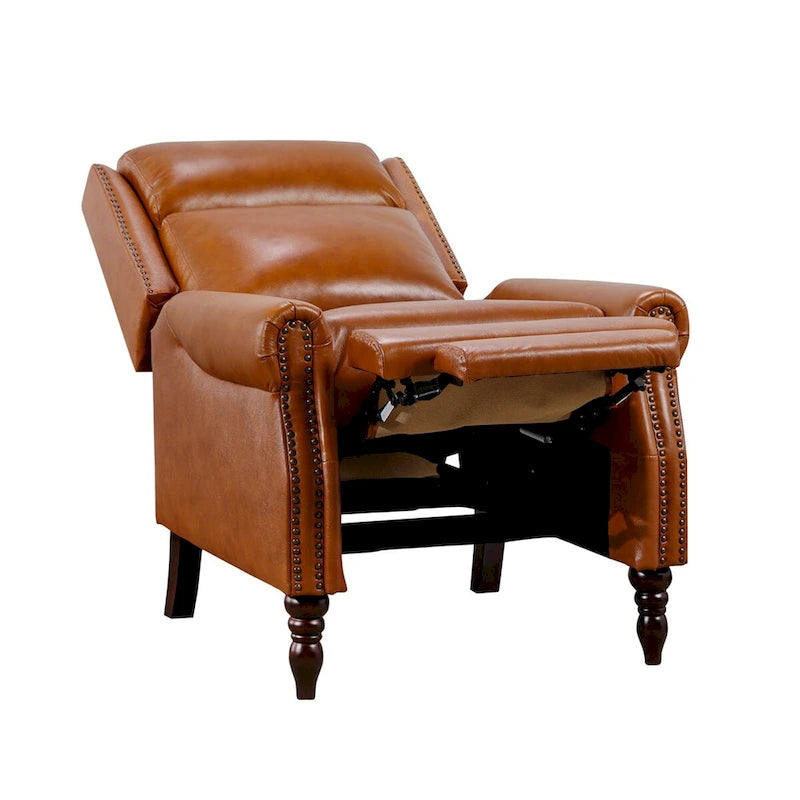 Fauteuil inclinable COZYMAN en cuir véritable, réglable et manuel, avec accoudoirs confortables pour salon