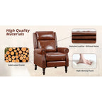 Fauteuil inclinable COZYMAN en cuir véritable, réglable et manuel, avec accoudoirs confortables pour salon