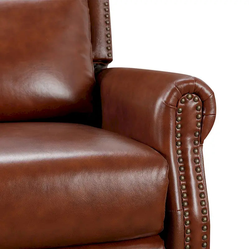 Fauteuil inclinable COZYMAN en cuir véritable, réglable et manuel, avec accoudoirs confortables pour salon