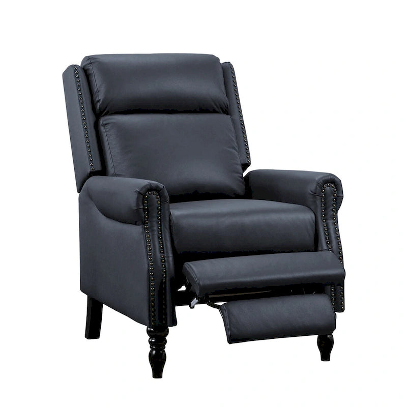 Fauteuil inclinable COZYMAN en cuir véritable, réglable et manuel, avec accoudoirs confortables pour salon