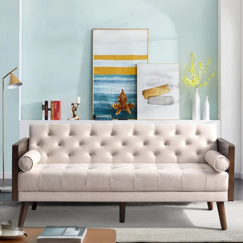 Canapé-lit futon 70 pouces, canapé-lit convertible 2 en 1 avec 2 coussins décoratifs