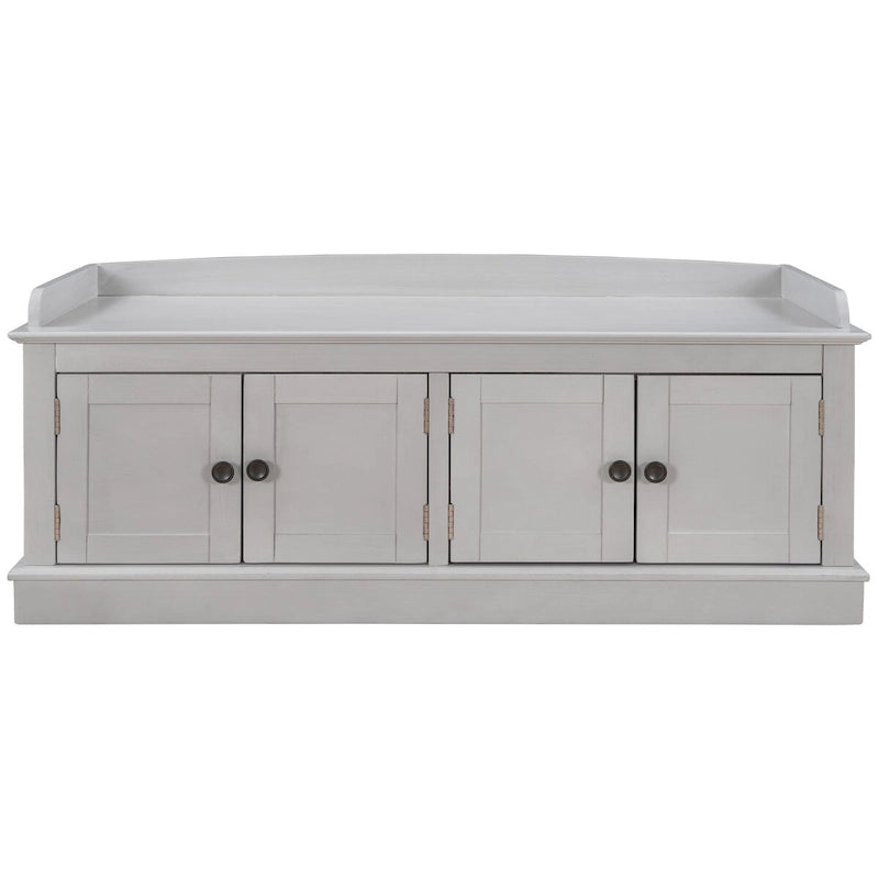 Banc de rangement 4 portes avec étagères réglables et coussin amovible – 42,7 long. x 15,9 larg. x 17,4 haut.