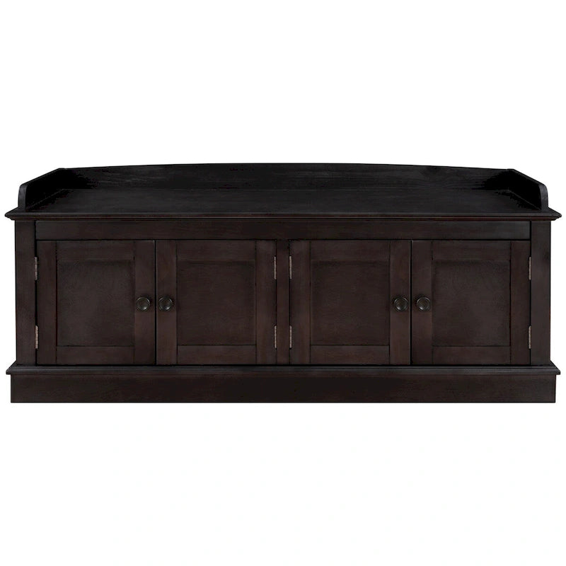 Banc de rangement 4 portes avec étagères réglables et coussin amovible – 42,7 long. x 15,9 larg. x 17,4 haut.