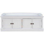 Banc de rangement 4 portes avec étagères réglables et coussin amovible – 42,7 long. x 15,9 larg. x 17,4 haut.