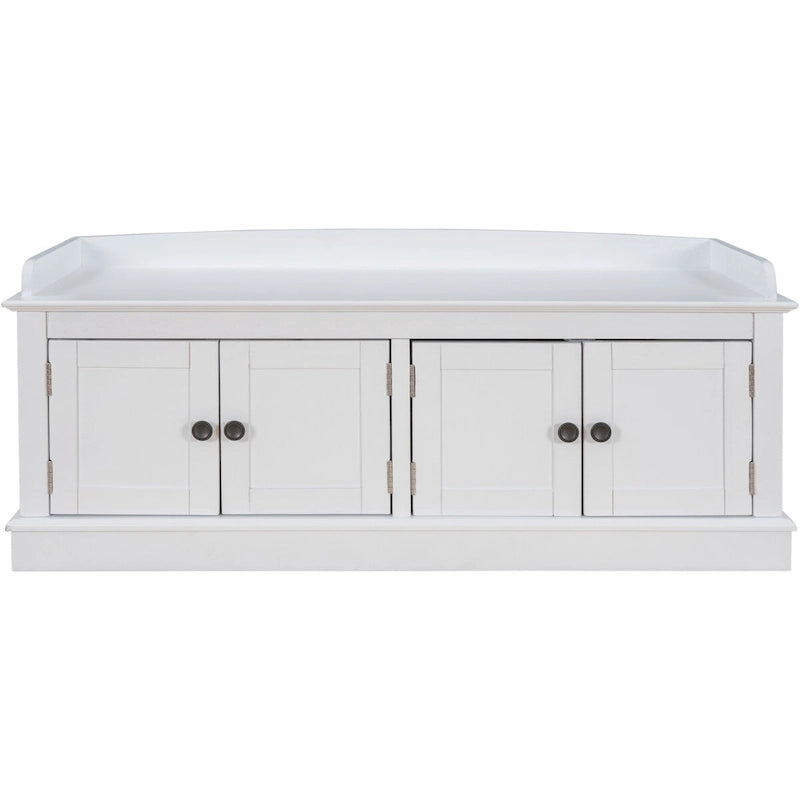 Banc de rangement 4 portes avec étagères réglables et coussin amovible – 42,7 long. x 15,9 larg. x 17,4 haut.