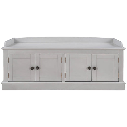 4-door Storage Bench with Adjustable Shelves and Removable Cushion - 42.7L x 15.9W x 17.4H