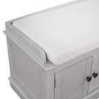 Banc de rangement 4 portes avec étagères réglables et coussin amovible – 42,7 long. x 15,9 larg. x 17,4 haut.