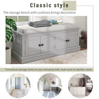 Banc de rangement 4 portes avec étagères réglables et coussin amovible – 42,7 long. x 15,9 larg. x 17,4 haut.