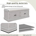 Banc de rangement 4 portes avec étagères réglables et coussin amovible – 42,7 long. x 15,9 larg. x 17,4 haut.