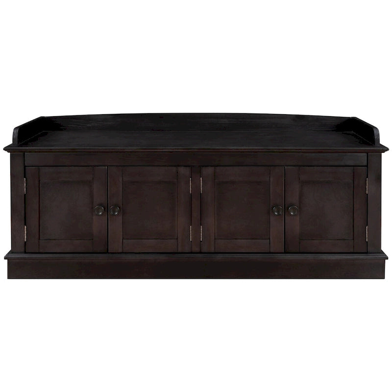 Banc de rangement 4 portes avec étagères réglables et coussin amovible – 42,7 long. x 15,9 larg. x 17,4 haut.