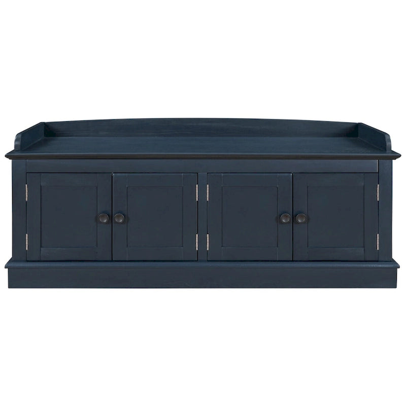 Banc de rangement 4 portes avec étagères réglables et coussin amovible – 42,7 long. x 15,9 larg. x 17,4 haut.