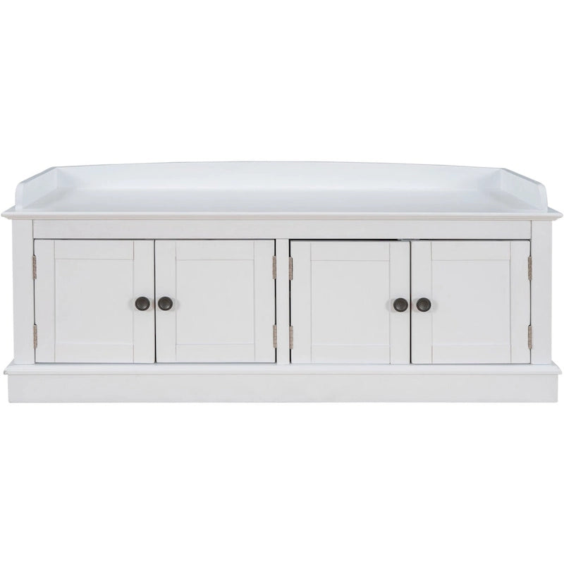 Banc de rangement 4 portes avec étagères réglables et coussin amovible – 42,7 long. x 15,9 larg. x 17,4 haut.
