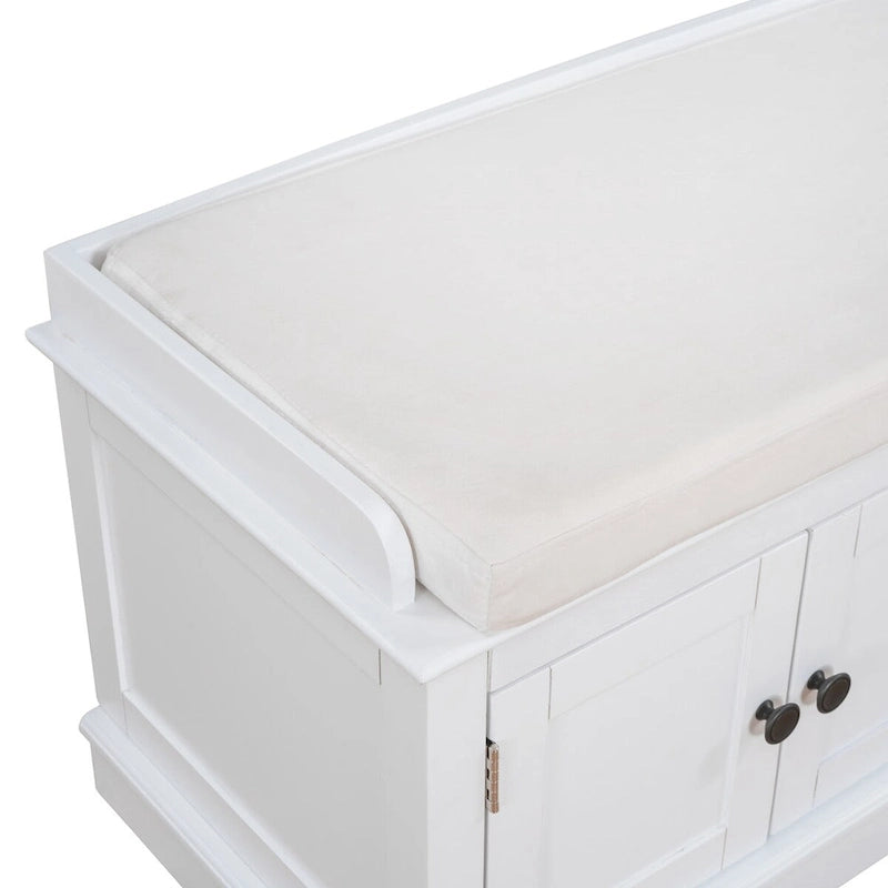 Banc de rangement 4 portes avec étagères réglables et coussin amovible – 42,7 long. x 15,9 larg. x 17,4 haut.