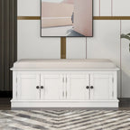 Banc de rangement 4 portes avec étagères réglables et coussin amovible – 42,7 long. x 15,9 larg. x 17,4 haut.