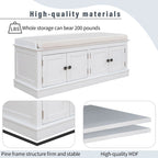 Banc de rangement 4 portes avec étagères réglables et coussin amovible – 42,7 long. x 15,9 larg. x 17,4 haut.