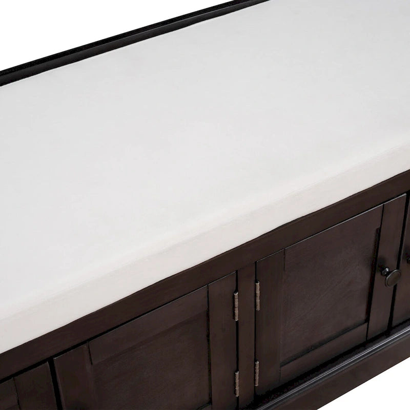 Banc de rangement 4 portes avec étagères réglables et coussin amovible – 42,7 long. x 15,9 larg. x 17,4 haut.