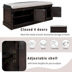 Banc de rangement 4 portes avec étagères réglables et coussin amovible – 42,7 long. x 15,9 larg. x 17,4 haut.
