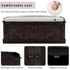 Banc de rangement 4 portes avec étagères réglables et coussin amovible – 42,7 long. x 15,9 larg. x 17,4 haut.