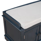 Banc de rangement 4 portes avec étagères réglables et coussin amovible – 42,7 long. x 15,9 larg. x 17,4 haut.