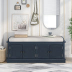 Banc de rangement 4 portes avec étagères réglables et coussin amovible – 42,7 long. x 15,9 larg. x 17,4 haut.