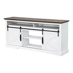 Meuble TV blanc rustique avec porte coulissante en forme de grange pour téléviseurs de 80 pouces