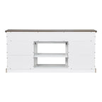 Meuble TV blanc rustique avec porte coulissante en forme de grange pour téléviseurs de 80 pouces