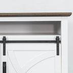 Meuble TV blanc rustique avec porte coulissante en forme de grange pour téléviseurs de 80 pouces