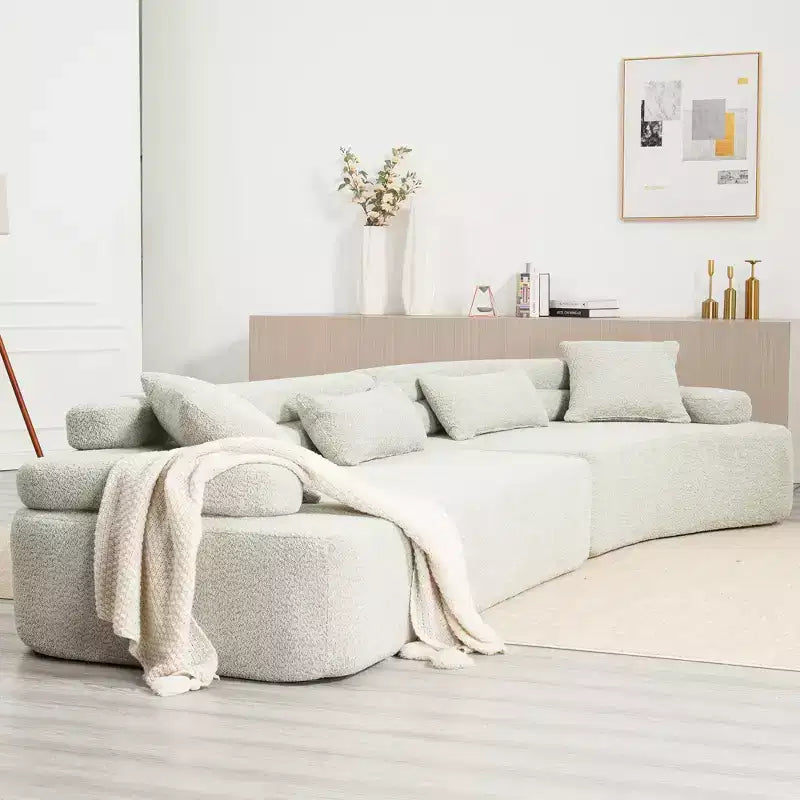 Canapé sectionnel 4 places convertible avec accoudoirs incurvés, dossiers doubles et oreillers, aucun assemblage requis - ModernLuxe