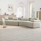 Canapé sectionnel 4 places convertible avec accoudoirs incurvés, dossiers doubles et oreillers, aucun assemblage requis - ModernLuxe