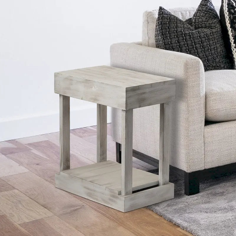 Table d'appoint rustique en bois massif pour canapé - 11 l x 26 H