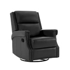 Fauteuil inclinable à bascule manuel en cuir véritable avec base pivotante métallique à 360 degrés