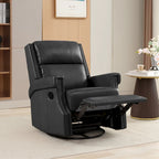 Fauteuil inclinable à bascule manuel en cuir véritable avec base pivotante métallique à 360 degrés
