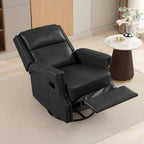 Fauteuil inclinable à bascule manuel en cuir véritable avec base pivotante métallique à 360 degrés