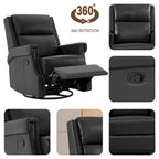 Fauteuil inclinable à bascule manuel en cuir véritable avec base pivotante métallique à 360 degrés